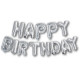 Фольгированные буквы серебряные HAPPY BIRTHDAY, 40 см