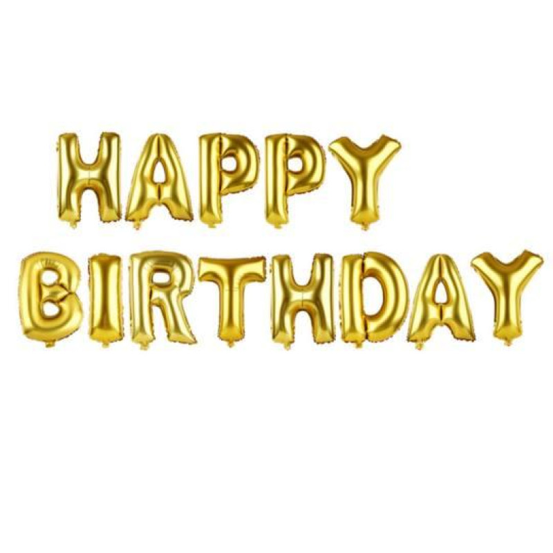 Фольговані літери золоті HAPPY BIRTHDAY, 40 см