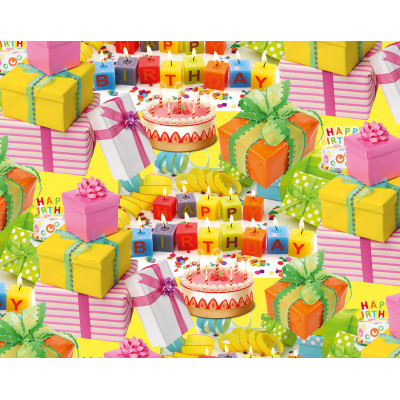 Подарочная бумага для упаковки  "Happy Birthday", 5 шт/уп