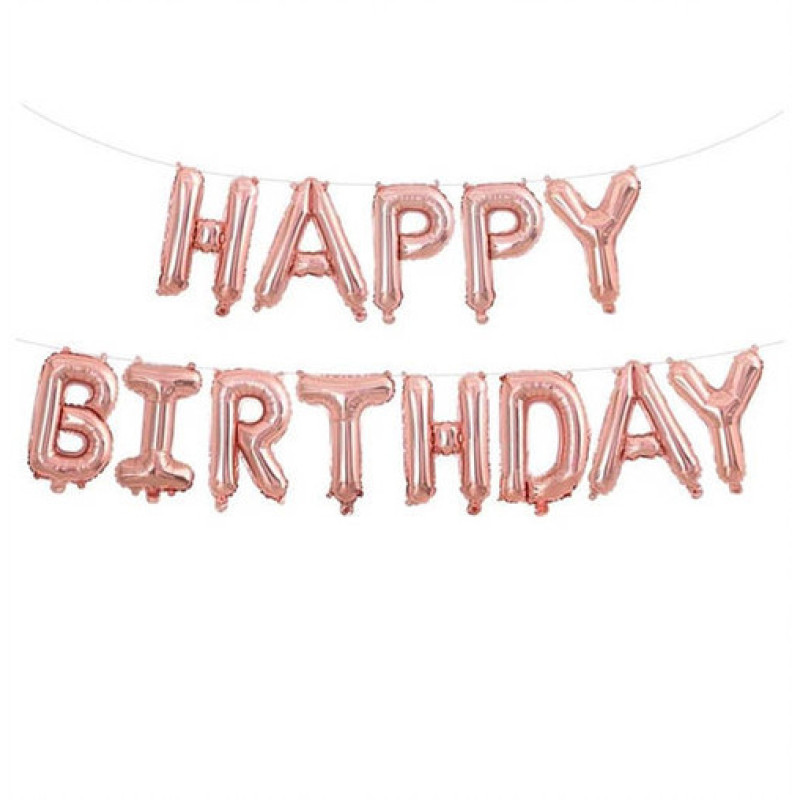Фольговані літери рожеве золото HAPPY BIRTHDAY, 40 см
