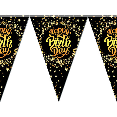 Гірлянда паперова вимпел "Happy Birthday зірки"