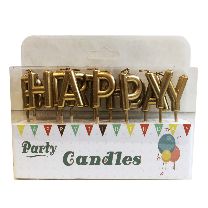 Свечи-буквы "Happy Birthday" золото