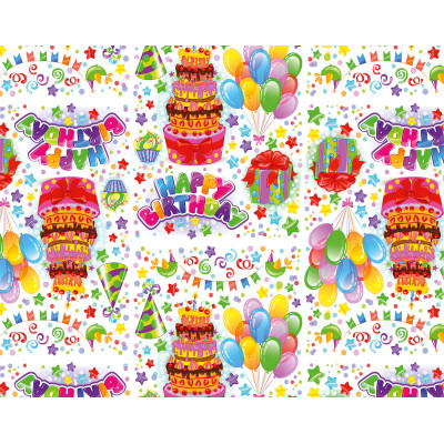 Подарунковий папір для пакування "Happy Birthday", 5 шт./пач.