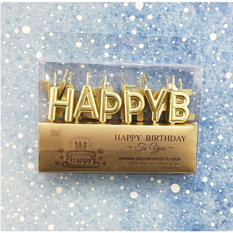 Свічки літери "Happy Birthday" золото