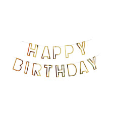 Паперова гірлянда Happy Birthday порожниста золото, 2,5 метра