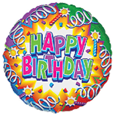 Шар фольгированный круглый Happy Birthday (Flexmetal)