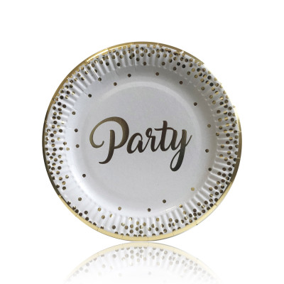 Тарелки бумажные одноразовые детские "Золотой Party" 18 см,10 шт
