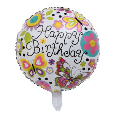 Фольгована куля Happy Birthday метелики (Китай)