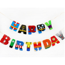Паперова гірлянда Happy Birthday Супергерой 2,5 метра