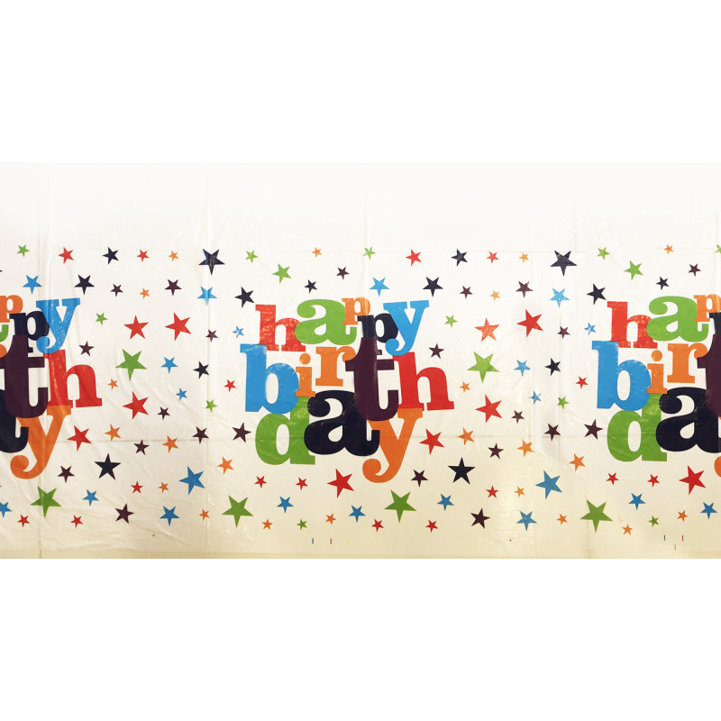 Скатертина дитяча поліетиленова "Happy Birthday зірки"