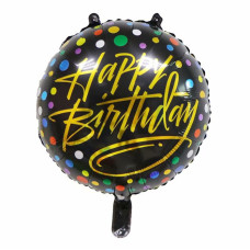 Повітряна куля Happy Birthday конфетті на чорному (Китай)