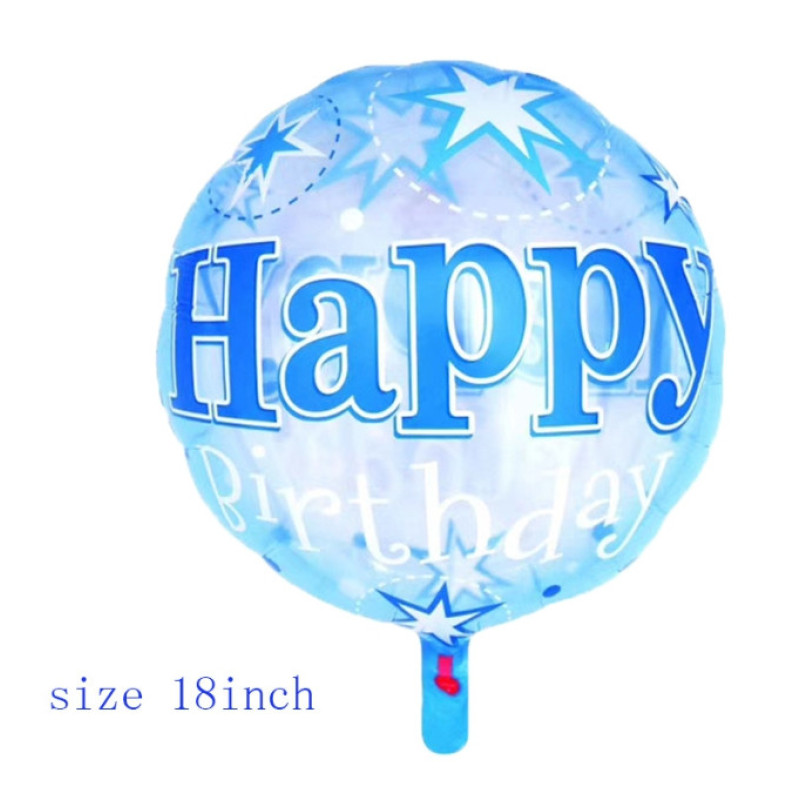 Фольгированный шар прозрачный Happy Birthday синий (Китай)