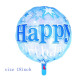 Фольгированный шар прозрачный Happy Birthday синий (Китай)