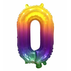 Куля цифра "0" омбре веселка двостороння, 35 см