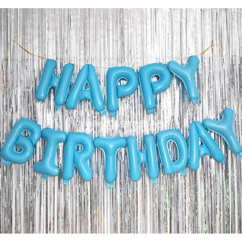 Фольговані літери блакитні HAPPY BIRTHDAY, 40 см