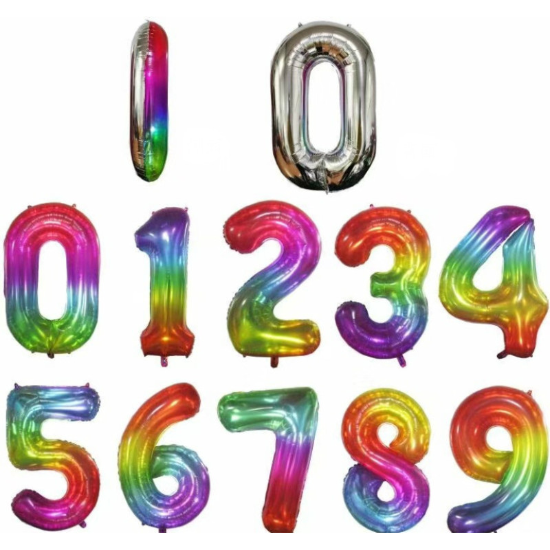 Куля цифра "1" омбре веселка двостороння, 100 см (Китай) в пакованні