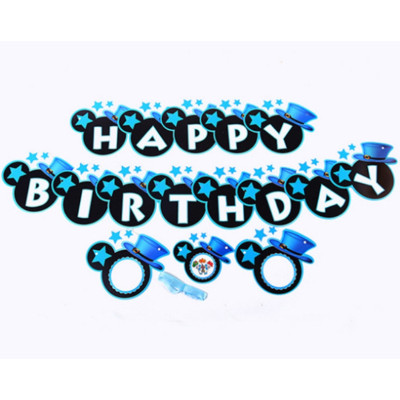 Бумажная гирлянда голубая Микки Маус, 3 метра