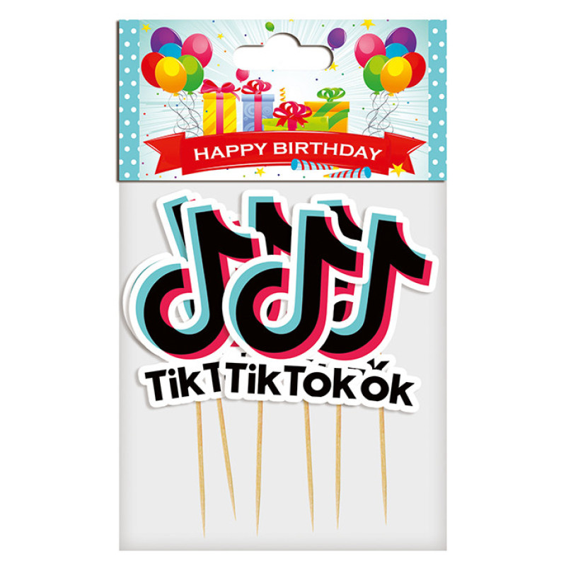 Топери для капкейків фігурні "Tik Tok", 6 шт.