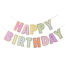 Паперова гірлянда Happy Birthday із золотою облямівкою, 3 метри