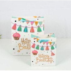 Пакет великий вертикальний "Happy Birthday гірлянда" 26х32 см