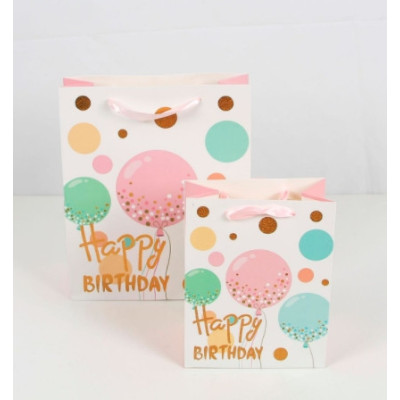 Пакет великий вертикальний "Happy Birthday кульки" 26х32 см