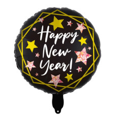 Куля фольгована кругла "Happy New Year" зірки (Китай)