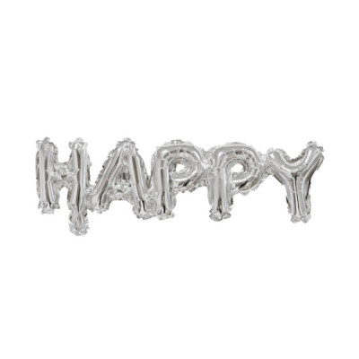 Мини-шар серебряный "Happy" 12х48 см (Китай)