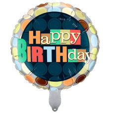Куля фольгована кругла Happy Birthday кола (Китай)