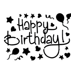 Наклейки "Happy Birthday" чорні для повітряних куль і коробок 280х210 мм