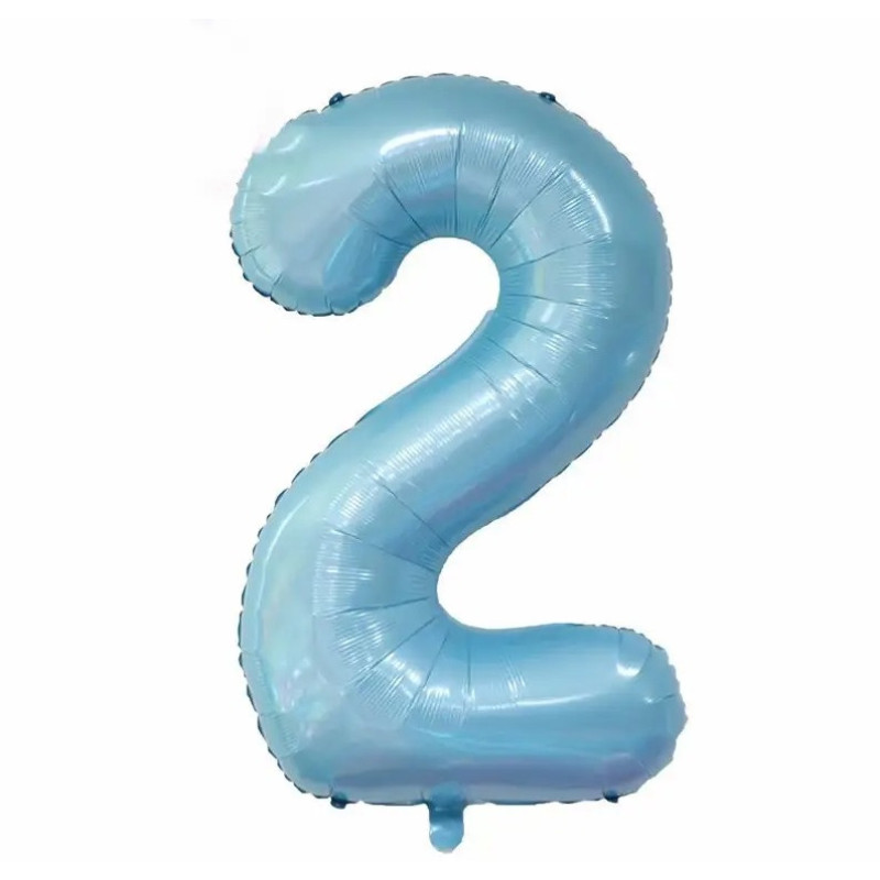 Фольгована куля цифра 2 блакитна (sugar blue), в упаковці 30" (76 см)