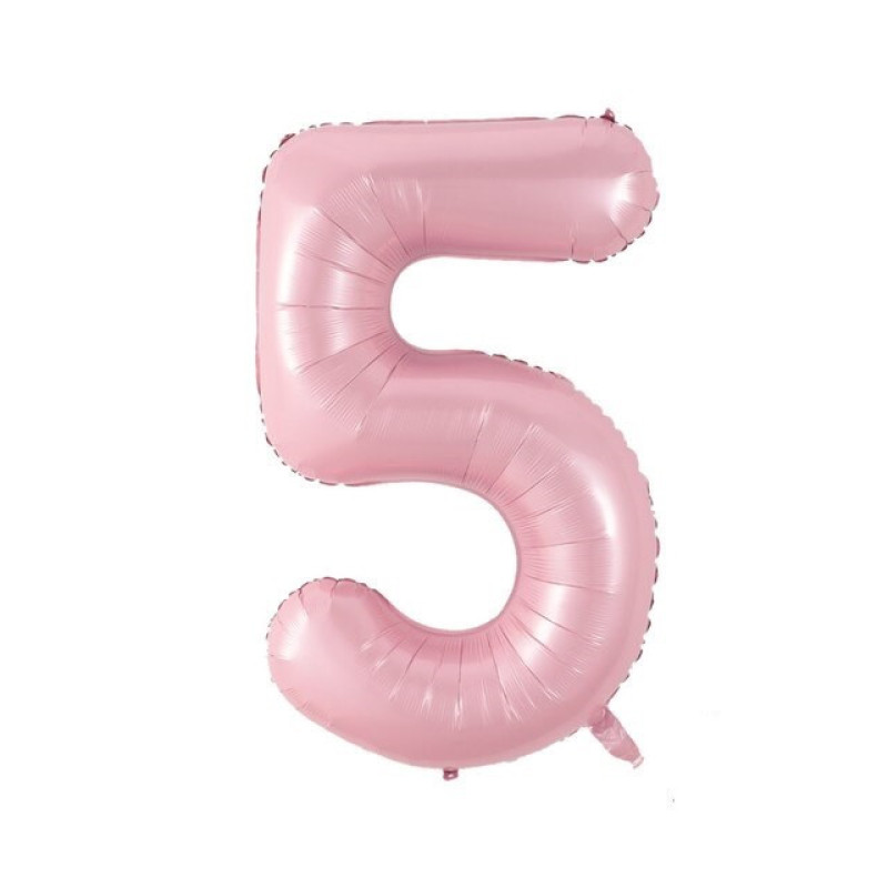 Фольгированный шар цифра 5 розовая (sugar pink),в упаковке 30" (76 см)