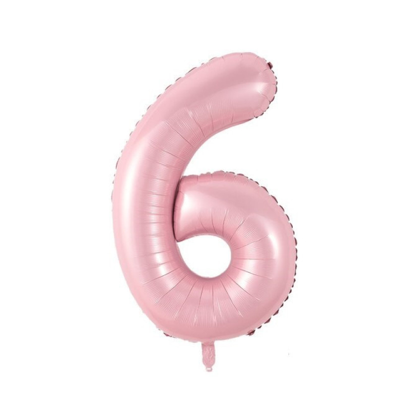 Фольгована куля цифра 6 рожева (sugar pink), в упаковці 30" (76 см)