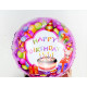 Воздушный фольгированный шар "Happy Birthday" мишка с тортом  (Китай)