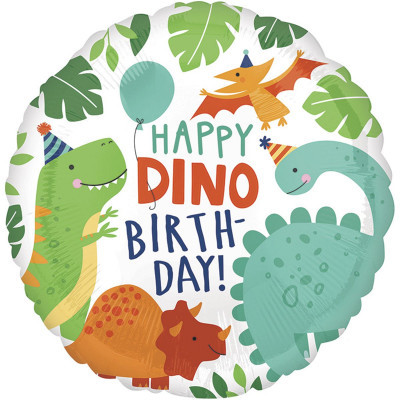 Повітряна фольгована куля "Happy Birthday" діно (Китай)