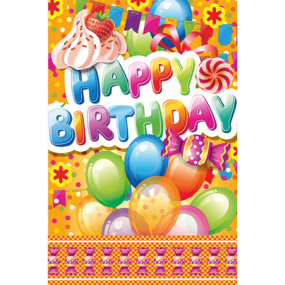 Пакет для подарка большой вертикальный "Happy Birthday" 25х37 см
