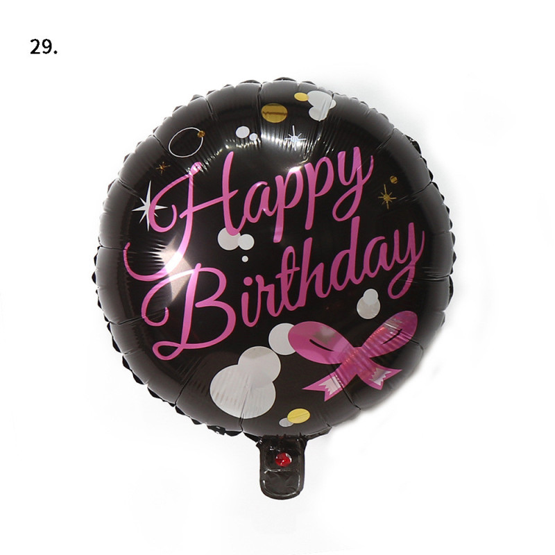 Фольгована куля Happy Birthday круги на чорному (Китай)