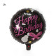 Фольгована куля Happy Birthday круги на чорному (Китай)