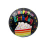 Воздушный фольгированный шар "Happy Birthday" тортик на черном (Китай)