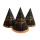 Колпачок праздничный с тиснением "З Днем Народження золото на чёрном", 10 шт/уп