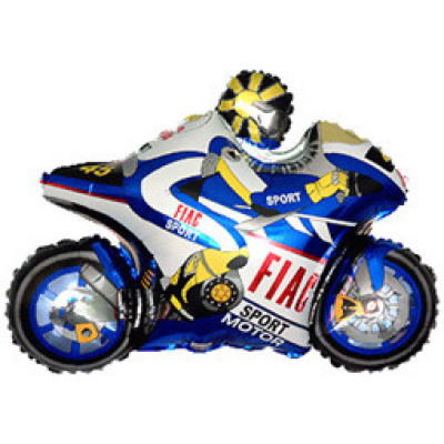 Фольгированный шар Мотобайк синий 98х73см (Flexmetal) в упаковке