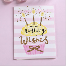 Міні листівка кексик "Special Birthday wishes" 8,5х12,5 см