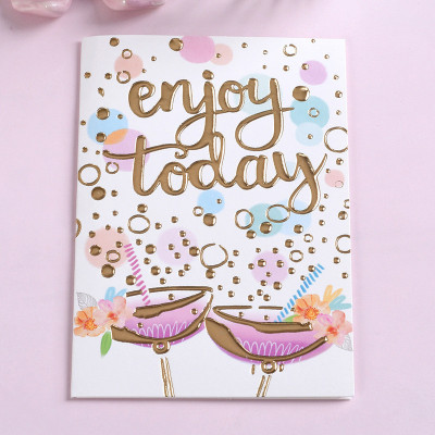 Мини открытка бокалы "Enjoy today"  8,5х12,5 см