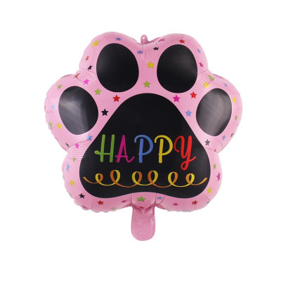 Куля фольгована "Лапка Happy" рожева 49х45,5 см (Китай)