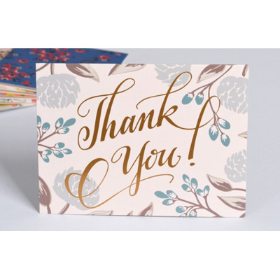 Мини открытка с тиснением "Thank you"  10,5х14 см
