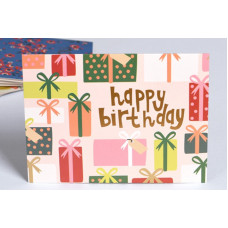 Міні листівка з тисненням "Happy Birthday" 10,5х14 см