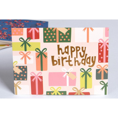 Мини открытка с тиснением "Happy Birthday"  10,5х14 см