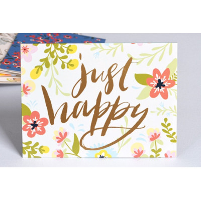 Мини открытка с тиснением "Just happy"  10,5х14 см