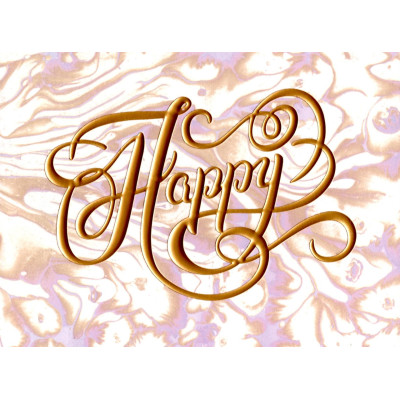 Мини открытка с тиснением "Happy" 10,5х14 см