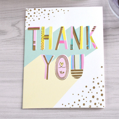 Мини открытка с тиснением "Thank you"8,5х12,5 см