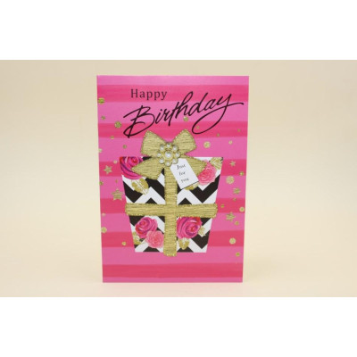 Міні листівка з глітером "Happy Birthday" 10,5х15 см
